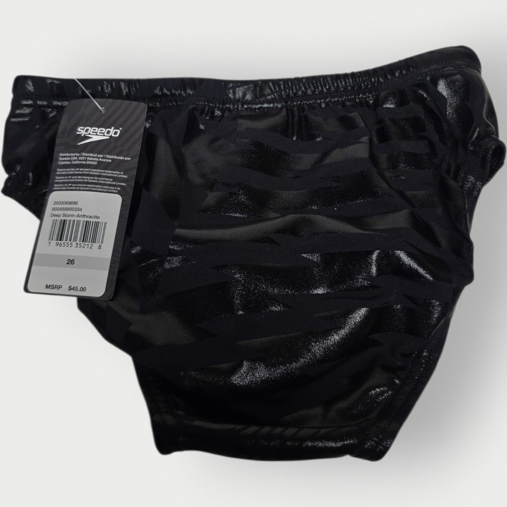 New SPEEDO ECO Endurance Men's Brief Vibe Size 26 SHINNY BLACK TAGS NWT - Picture 2 of 2